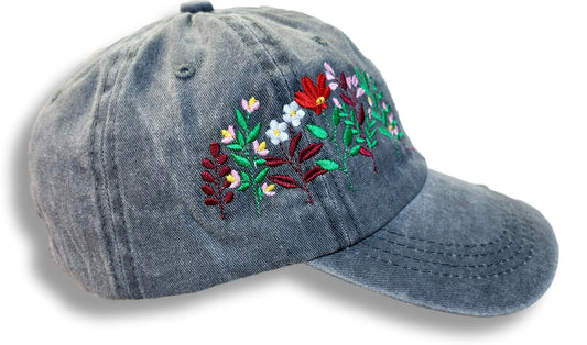 embroidered flower hat
