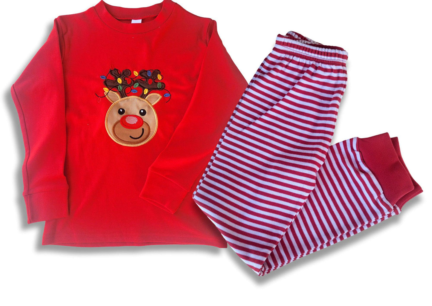Kids Christmas Pajamas - Red and White baby Christmas pajamas -  Reindeer  Kids  Pajamas -  Christmas pajamas