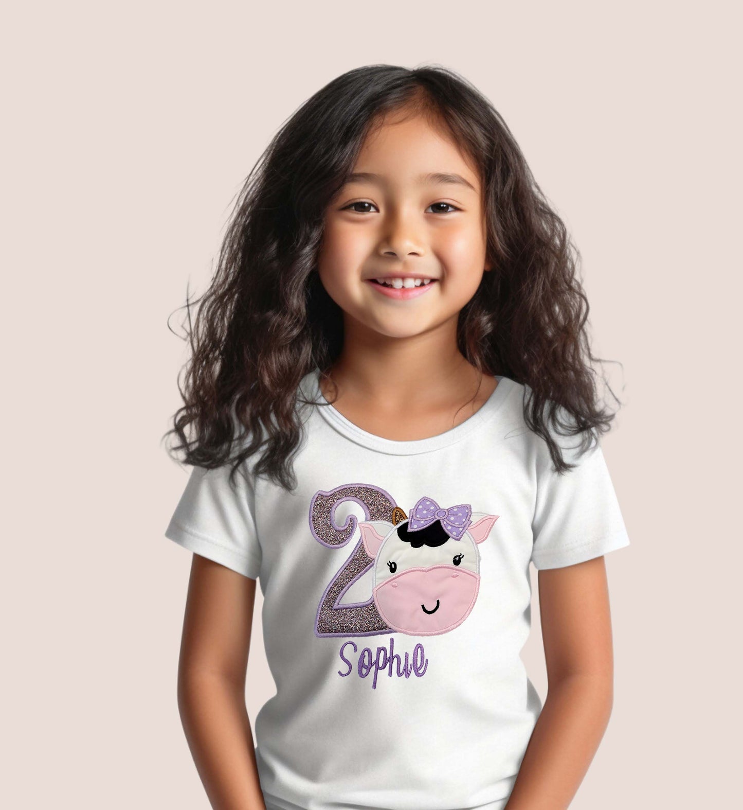 Personalized Birthday Shirt embroidered cow 