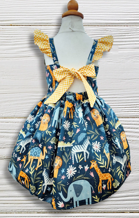 Safari dress, Animal sundress for girls, Girls animal twirl dress, Birthday girls dress, Toddler animal dress, Birthday safari dress