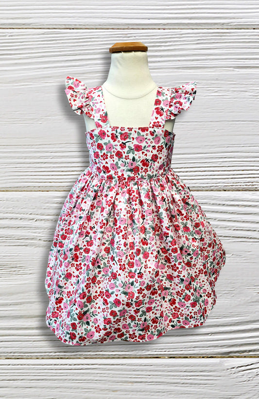 Girls Rose dress, Flower girl dress, Ruffle sleeve dress, Sundress for toddlers girls, Birthday dress, Girls clothing