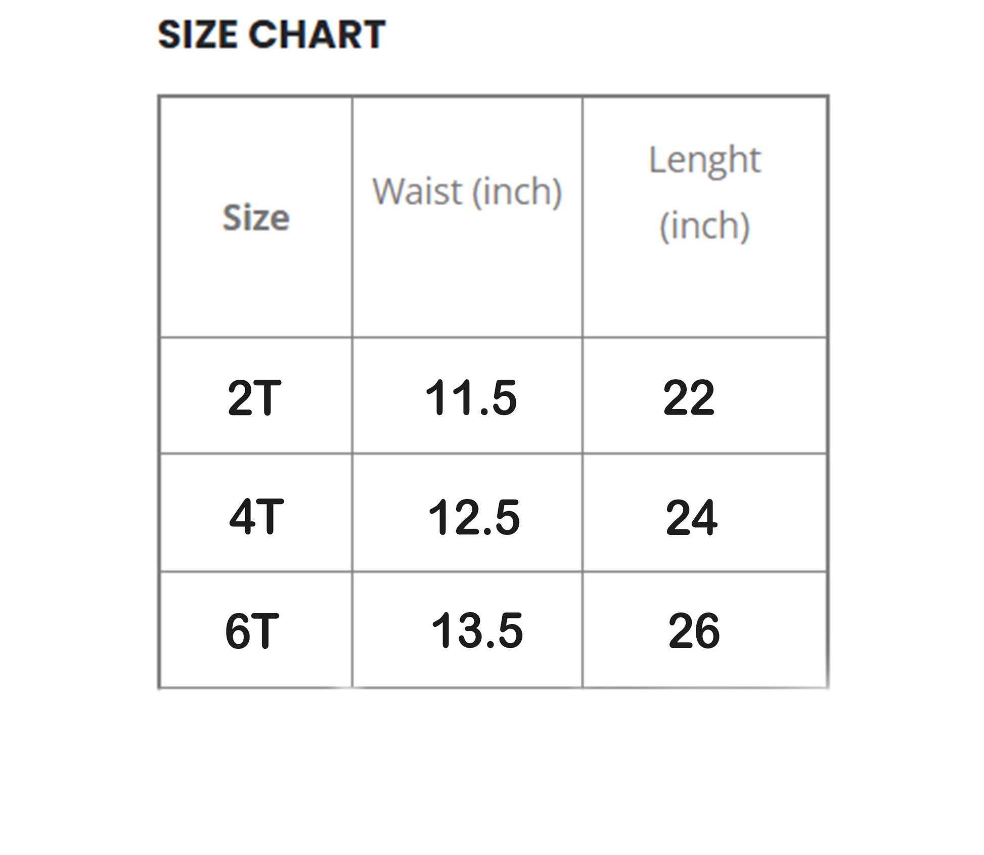 Size chart 