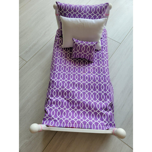 Doll Bedding Set | Purple 18 in Doll Bedding Set | Doll Bedding Set  | Bedding Set for 18in dolls such as AG dolls bed | doll bedding set