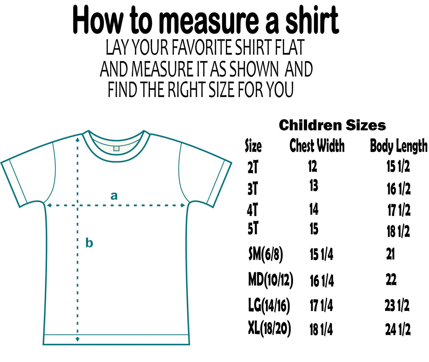 Instructions for measuring a Squishmallows shirt
