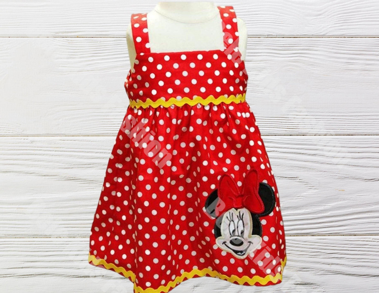 Minnie Mouse dress girl, Red Polka Dot fabric dress , First Birthday  