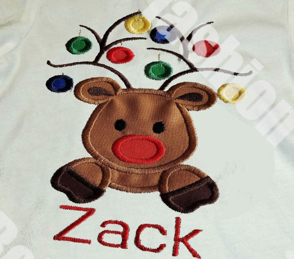 Christmas shirt  embroidered  reindeer 
