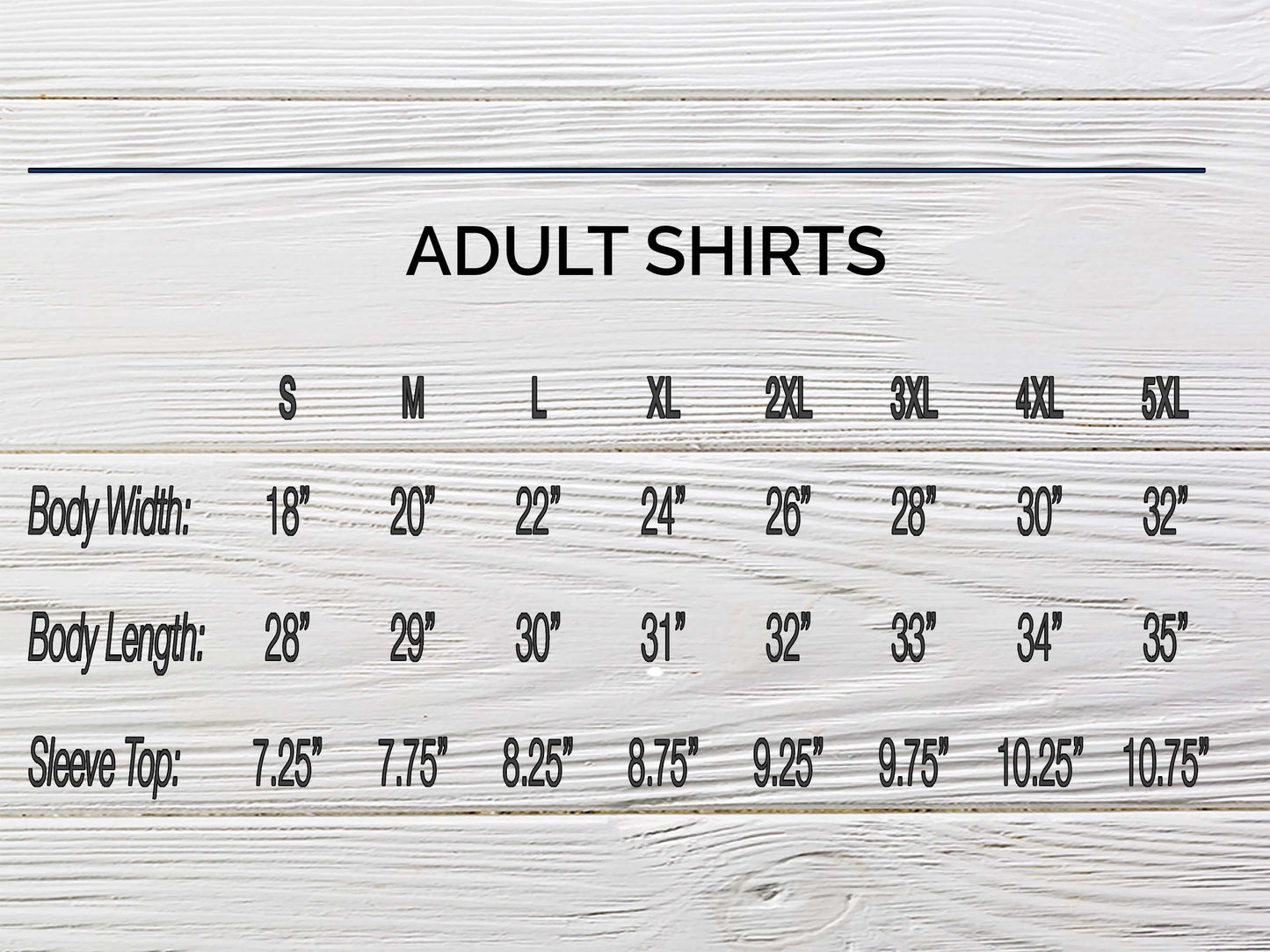 adult size chart
