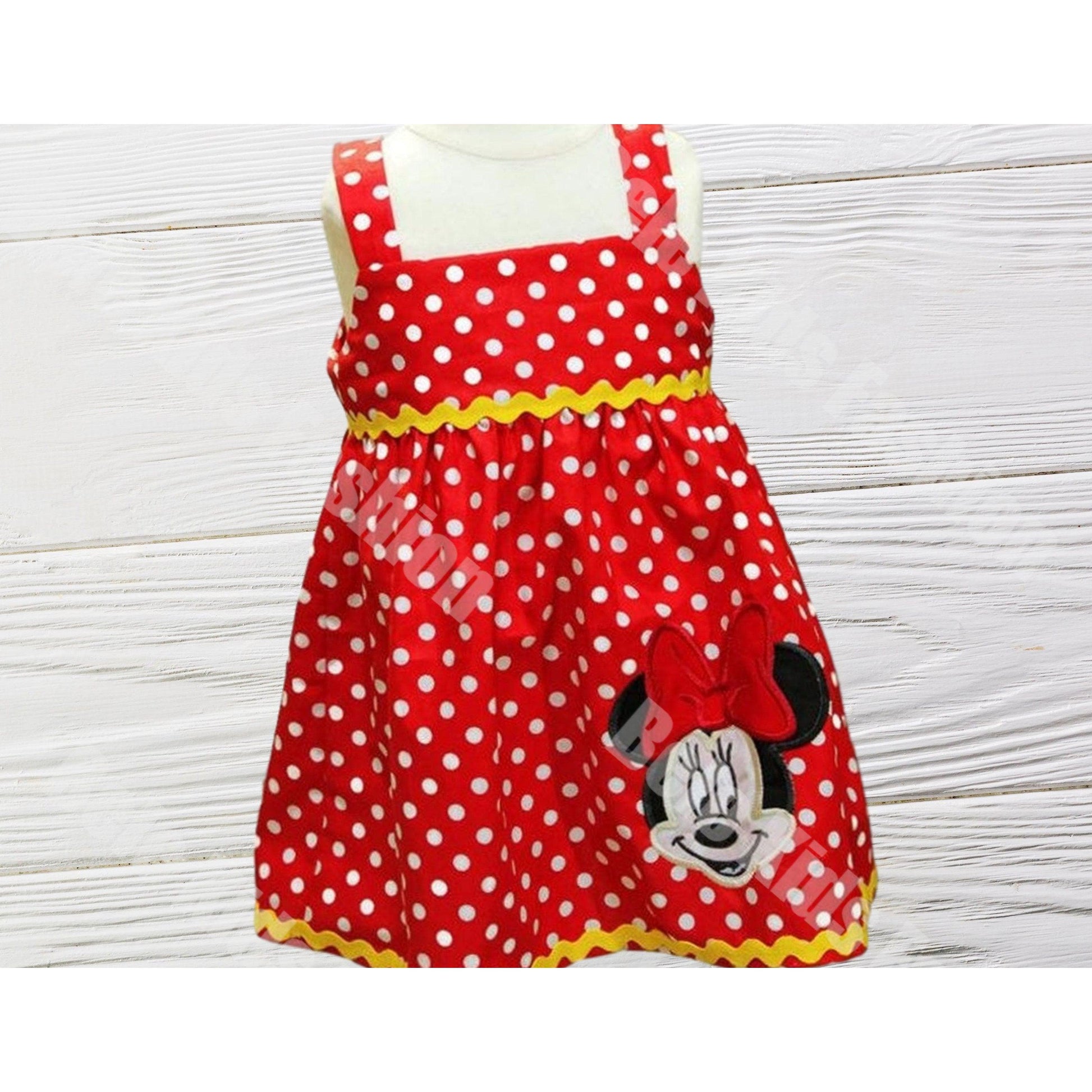 Minnie Mouse dress girl, Red Polka Dot fabric dress , First Birthday  