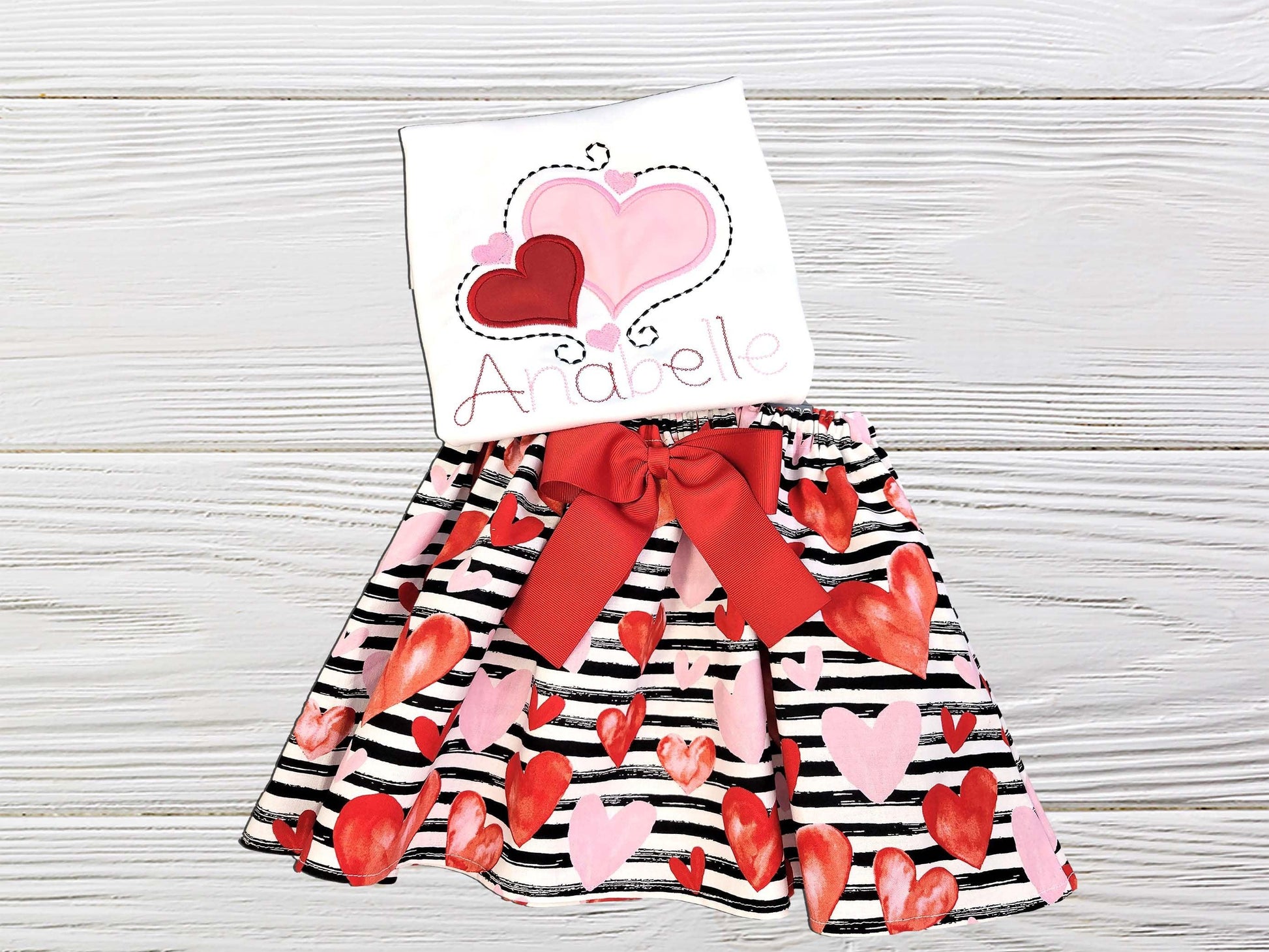Valentine Outfit for Girls,  Personalized Girls Valentine Outfit, Hear