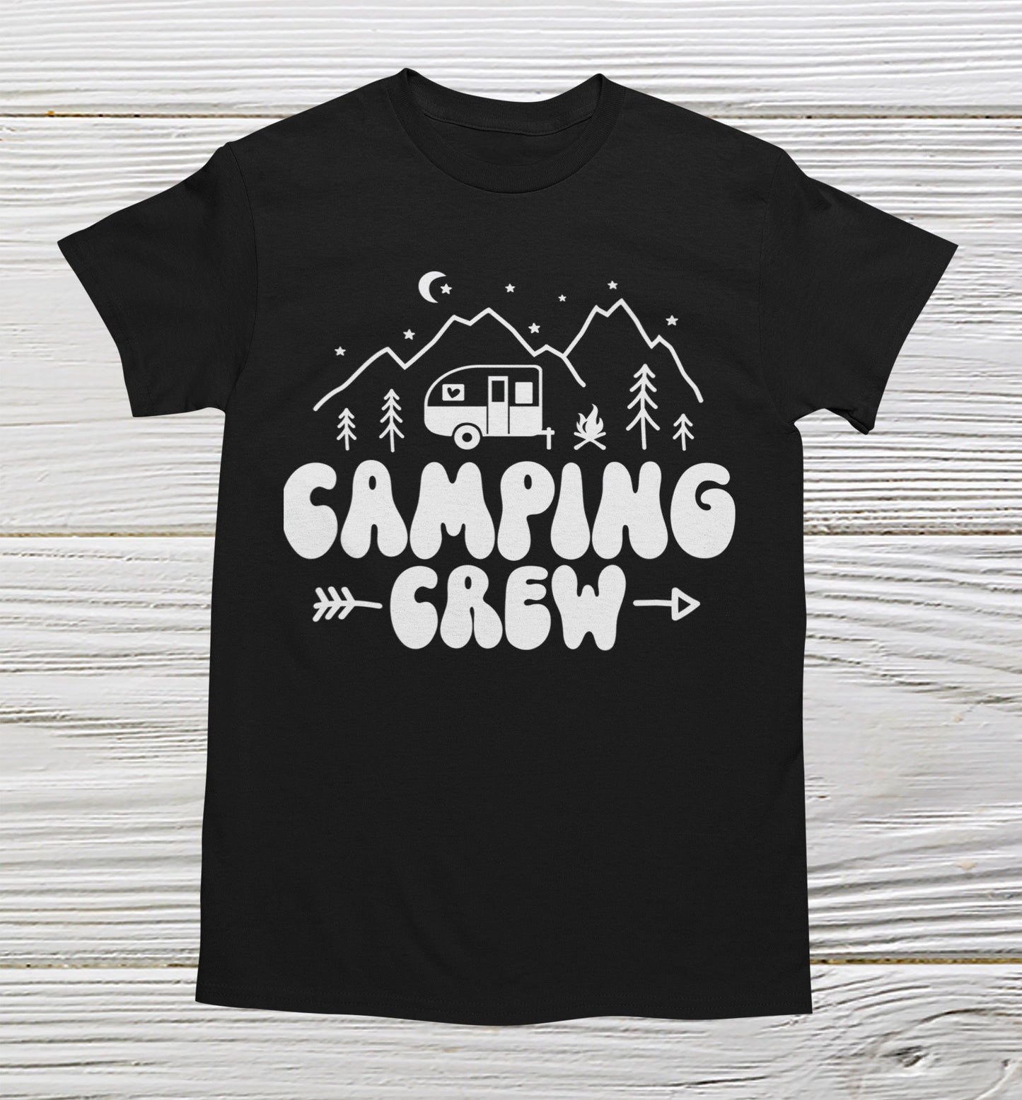 Camping Crew shirts in black color