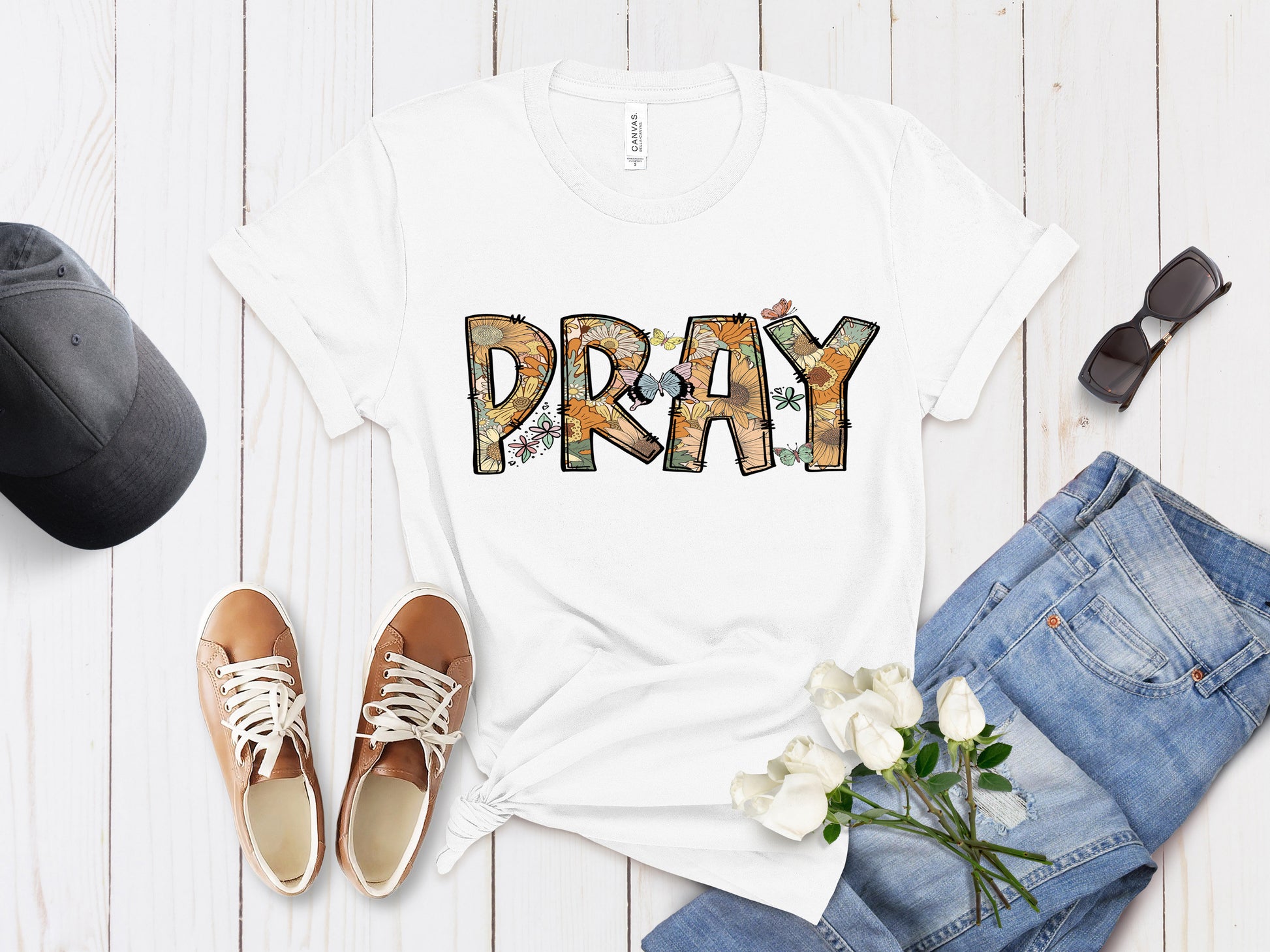 Christian tee shirts Pray white color shirt 