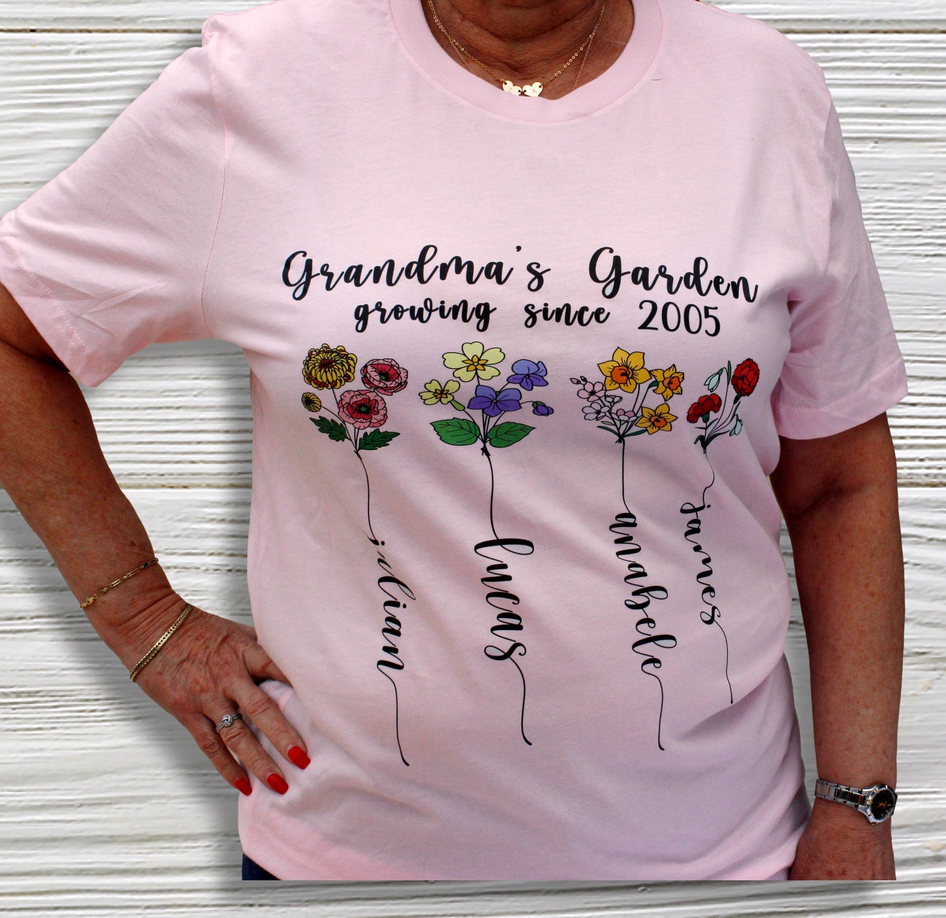 Grandma shirt Grandma's Garden  in pink 