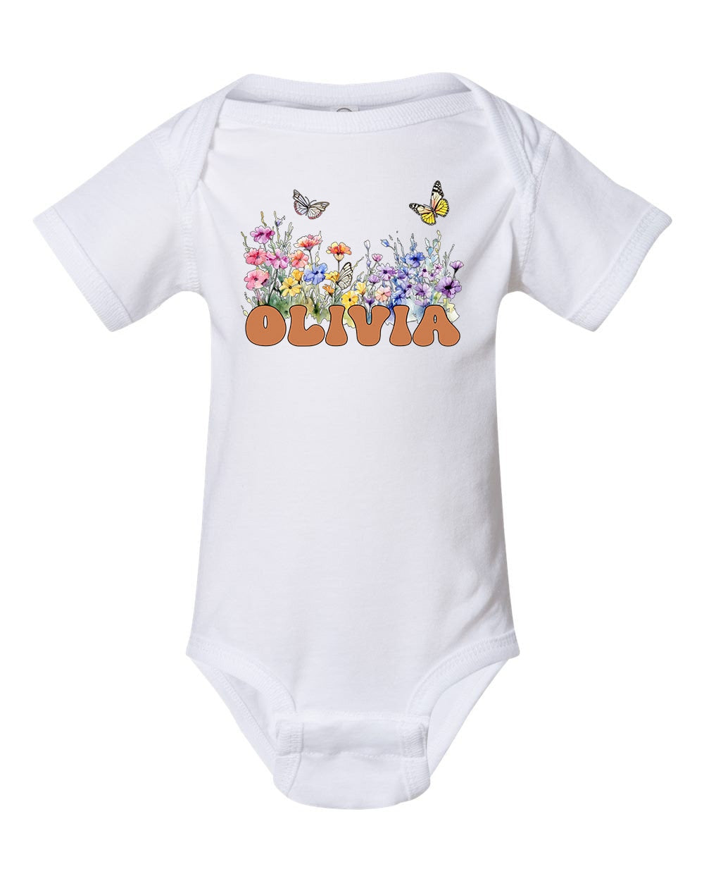 Infant bodysuit White  color with wildflower 
